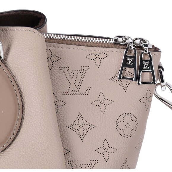 Louis Vuitton Haumea Mahina Satchel Handbag M55031 Galet Grey Leather Tassel - Picture 9 of 17